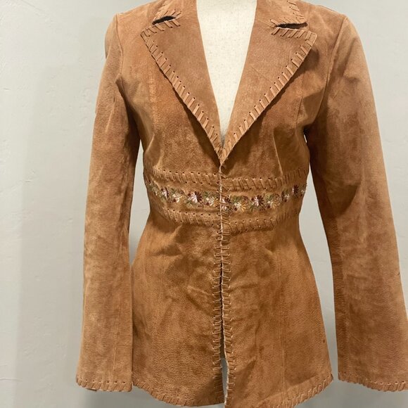 Boho Suede Floral Embroidery Jacket XS/S - Picture 3 of 15